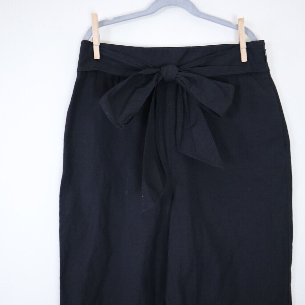 Kate Spade Size 4 Scenic Route Crop Linen Cotton Wide Leg Culotte Pant Black - Picture 3 of 9